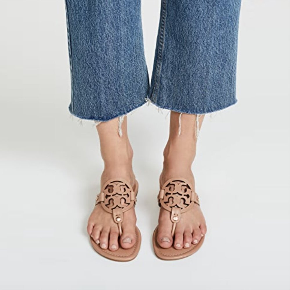 ⚡️SOLD⚡️ tory burch miller logo leather thong sandal - size 10 - Picture 2 of 7
